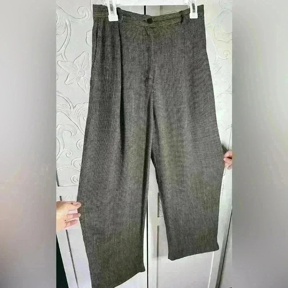 Eileen Fisher Linen Blend Wide Leg Trouser Zip fly Partial Elastic waist Sz S - Picture 6 of 15
